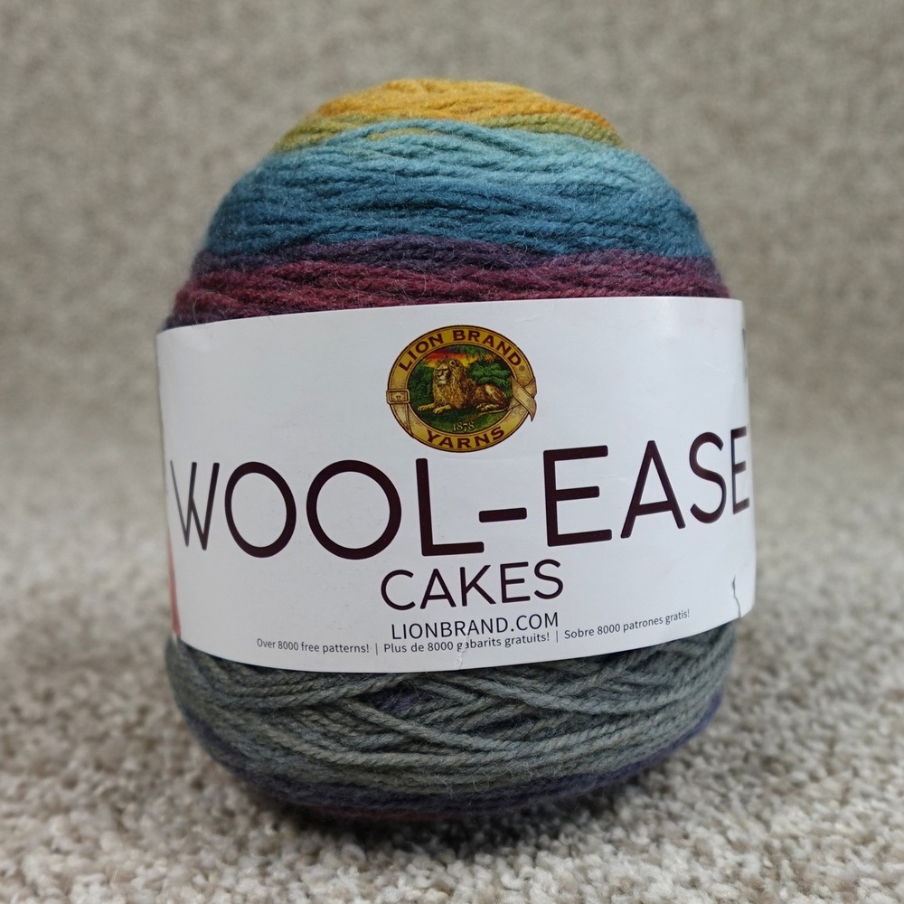 Lion Brand Wool-Ease Cakes Yarn Zeus 205 Multi-Color Self-Striping 5.3oz 590yd